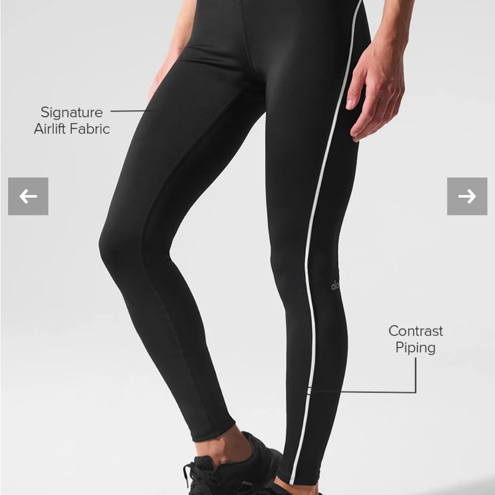 ALO Yoga Black Leggings with White Piping